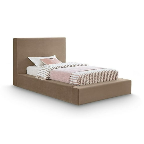 Meridian Furniture Dorian Taupe Velvet Twin Bed
