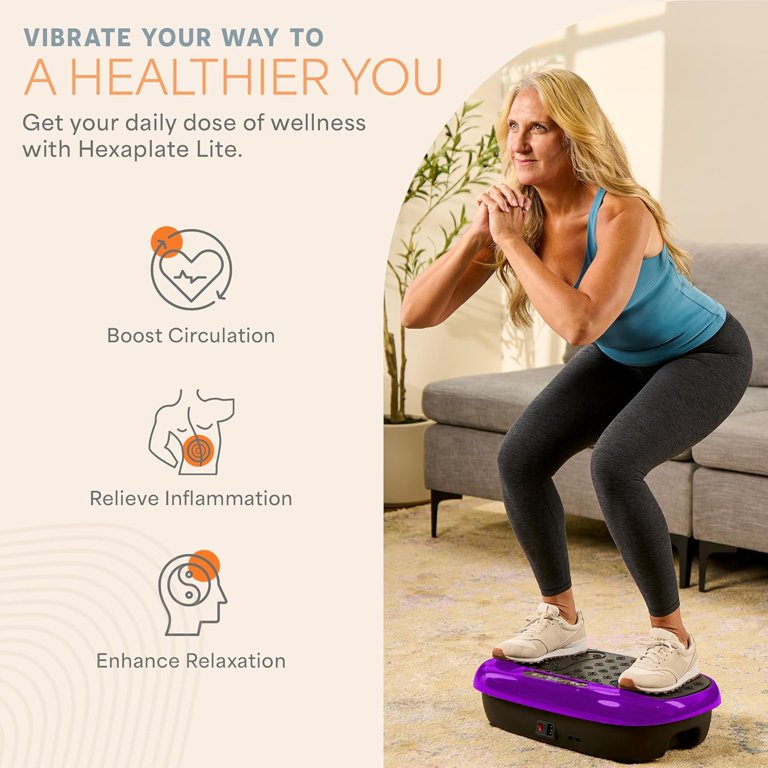 Lifepro HexaPlate Lite Vibration Plate Exercise Machine - Full Body Workout Platform For Fitness, Recovery & Lymphatic Drainage