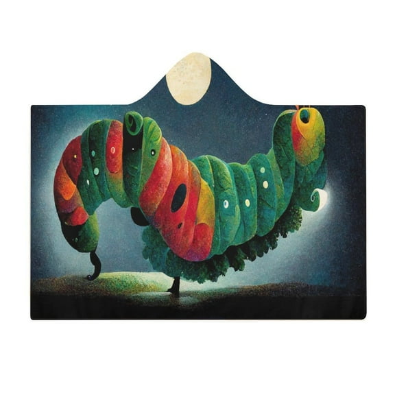 Hungry Caterpillar Wearable Fleece Blanket Hoodie Cloak Hooded Blanket 40"x50"