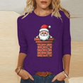 thumbnail image 2 of Fashion Fall Saving LiMoi Women's Round Neck Christmas Blouse with 3/4 Sleeve and Cheerful Holiday Santa Pattern Tees Tshirts Tops Shirts My Items, 2 of 5