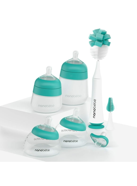 Exclusive Nanobebe Teal Early Essentials Anti-Colic Baby Bottle Gift Set | Newborns & Infants