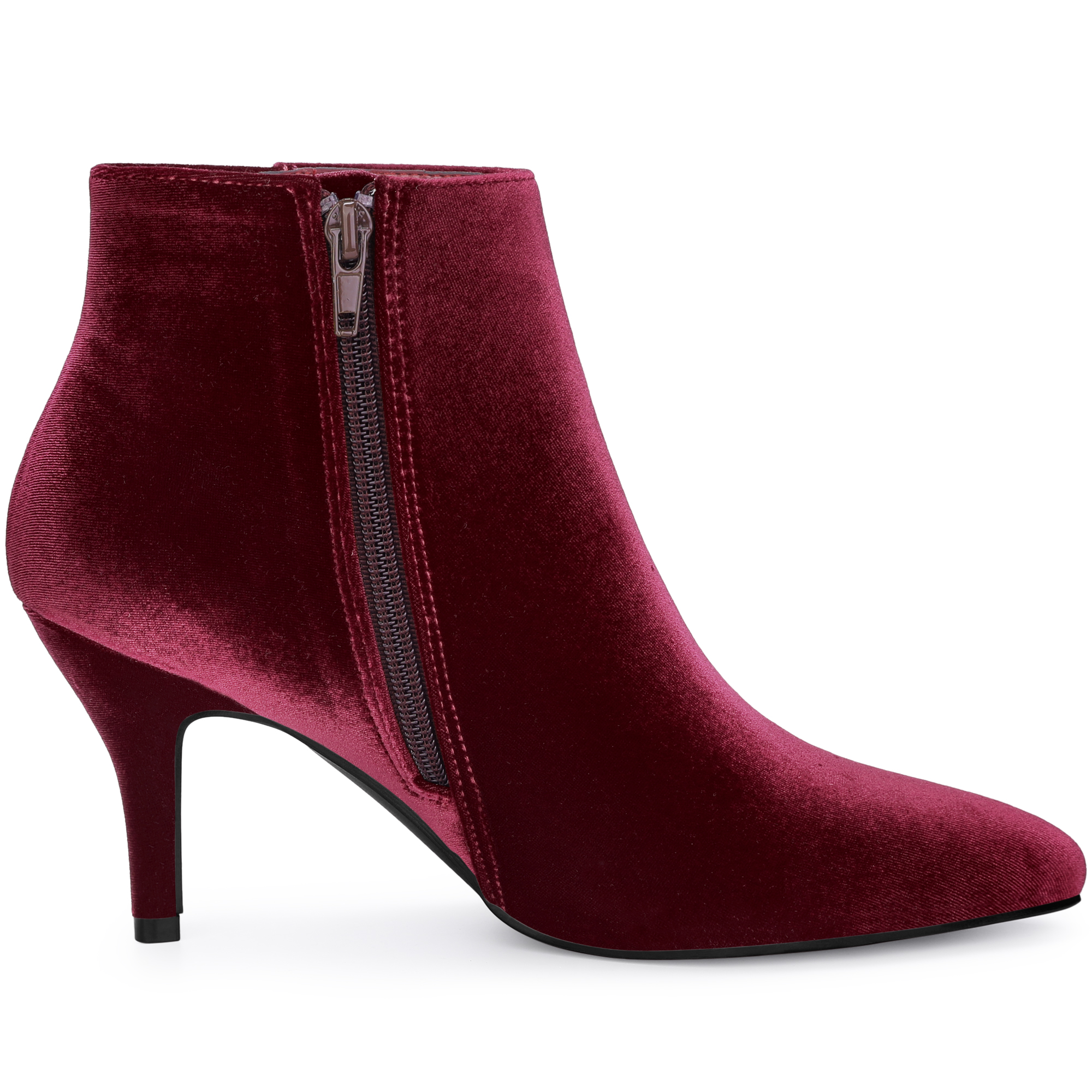 DARING DIVA Women's Pointy Toe Stiletto Heels Ankle Boots Burgundy US 7