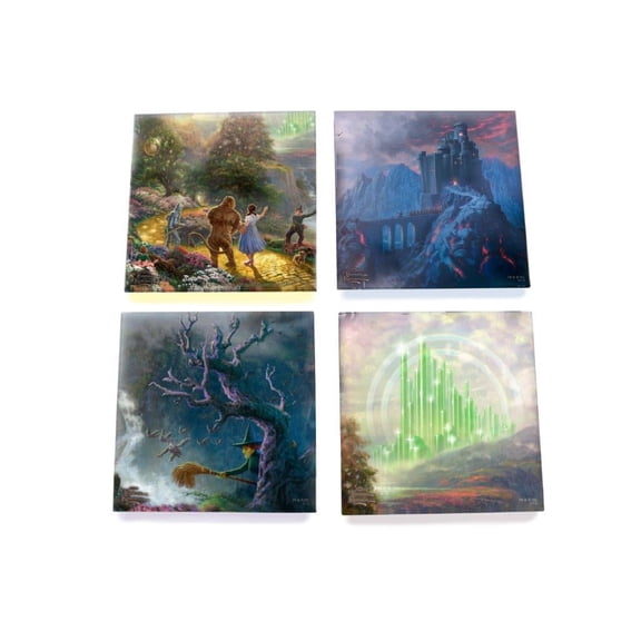 The Wizard of Oz (Dorothy Discovers the Emerald City - Thomas Kinkade Studios) StarFire Prints™ Glass Coaster Set of Four SPCSTR280