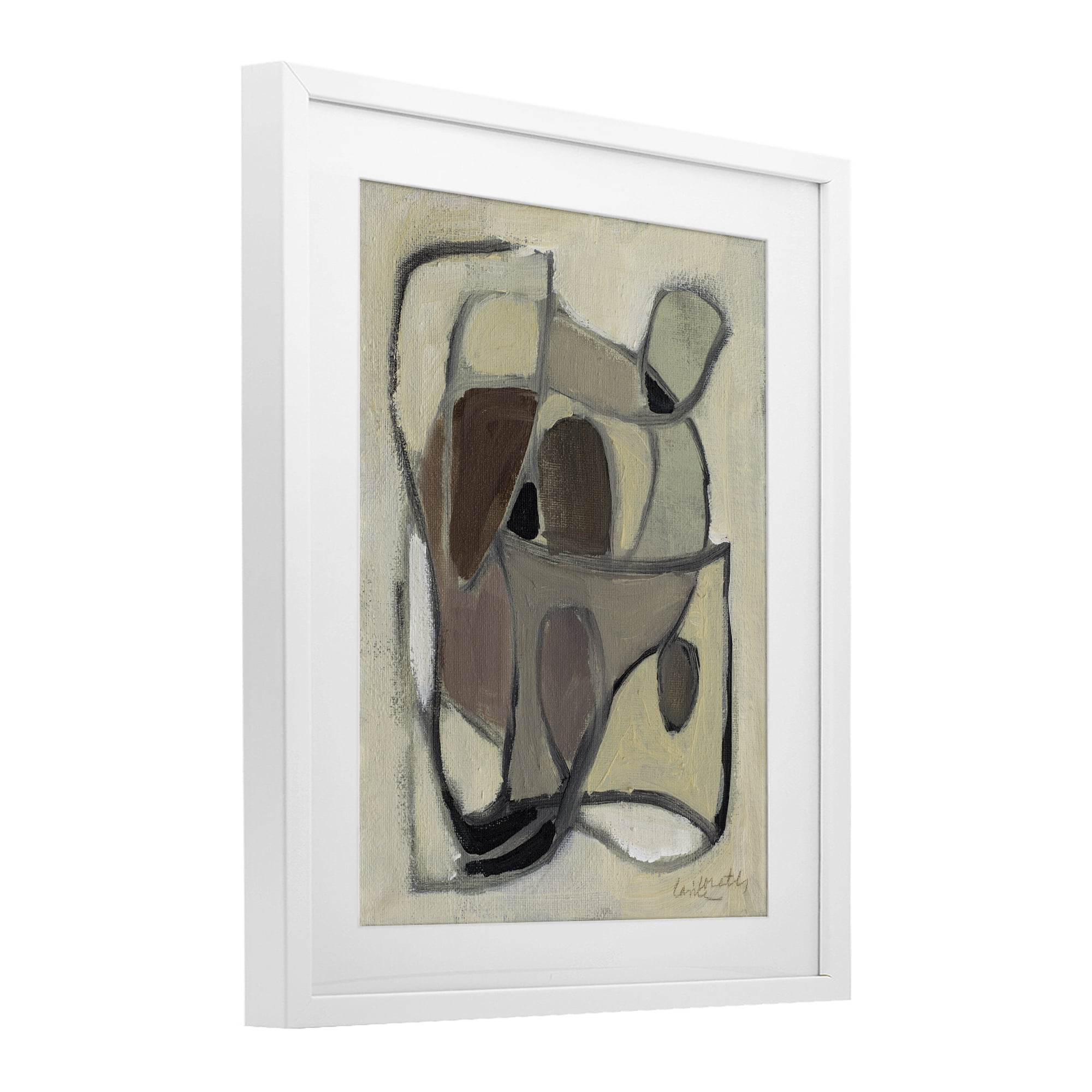 Stupell Industries Rustic Curved Shapes Abstract White Framed Print Under Glass, design by Lanie Loreth