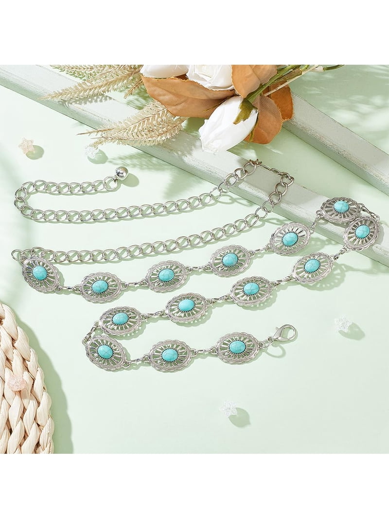 Women Boho Chain Belts 44.5 inch long Metal Western Waist  display picture 3