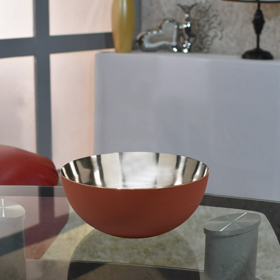 Handmade Eco-Friendly Modern Pattern Decorative Bowls Stainless Steel 7.4'' x 7.4'' x 3.3'' Round Shaped Orange Rust For Living Room, Dinning Room, Study Room, Spa, Restaurants, Kitchen table