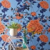 Drew Barrymore Flower Home Orange and Blue Vintage Floral Peel and Stick Wallpaper
