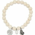thumbnail image 2 of Stainless Steel Antiqued & Polished Butterfly White Jade Stretch Bracelet Made In China -Jewelry By Sweet Pea, 2 of 6