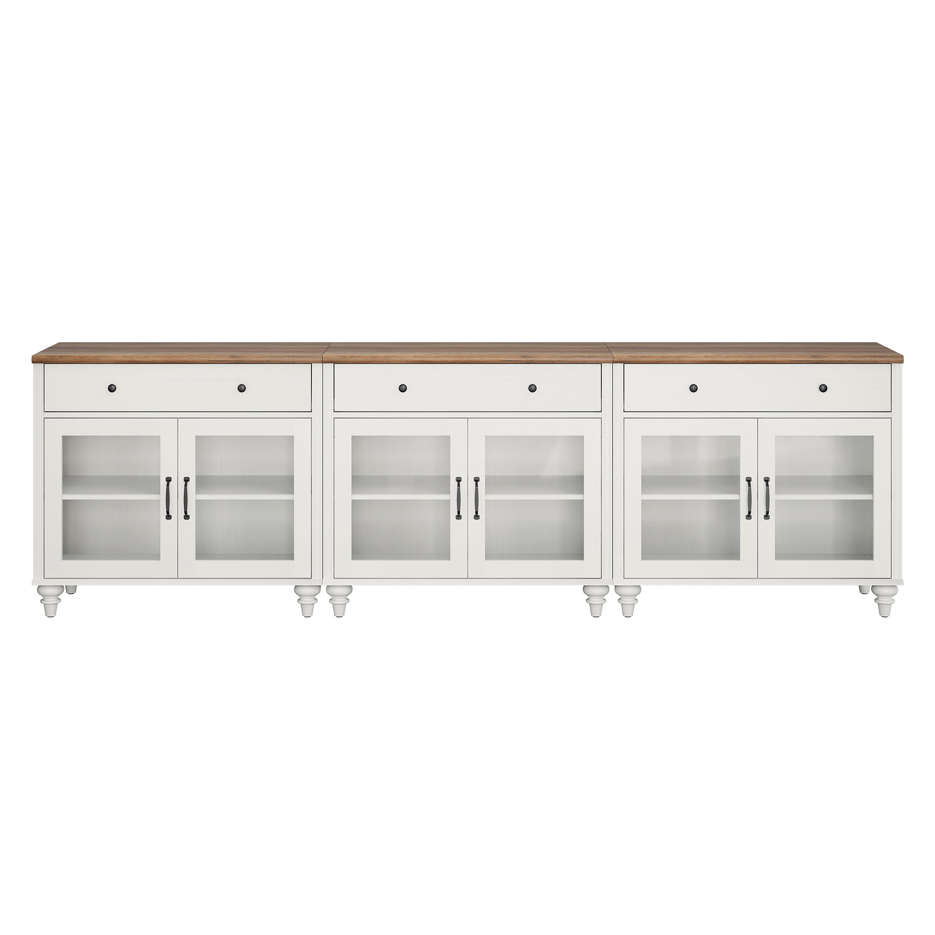 TV Stand For 100 Inch TV Inch TV, 3-In-1 TV Console Table For 75/80/85/90 Inch TV, Entertainment Center With 3 Drawers And 6 Doors, White