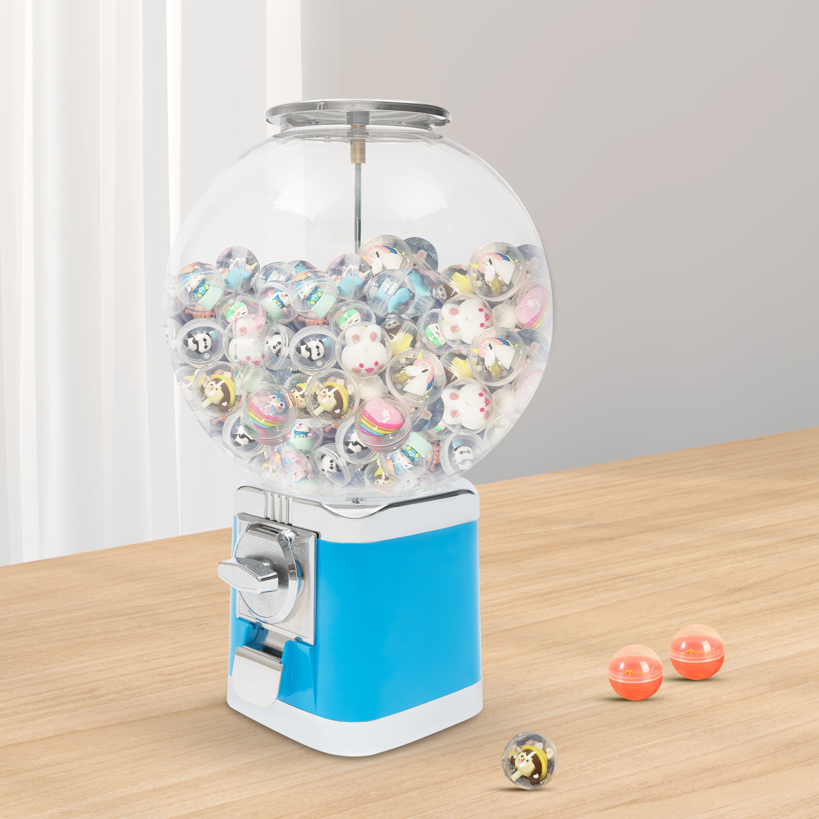 Vending Machine, 1.26in Ball Bulk Vending Machine w/key Classic Bubble Capsule Toys Dispenser Vending Machine ( Sky Blue)