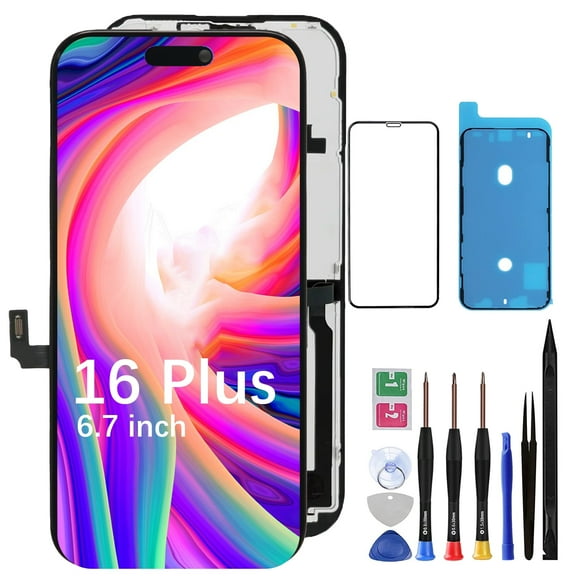Screen Replacement for iPhone 16 Plus - Lcd Replacement Kit & Digitizer Display Full Aassembly for Apple iPhone 16 Plus 6.7 Inch Models A3290, A3082, A3289, A3291 with Repair Tools