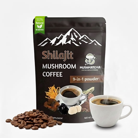 MushMatcha Shilajit Mushroom Instant Coffee Vegan Naturally Caffeinated Medium Roast 1 Count 100g