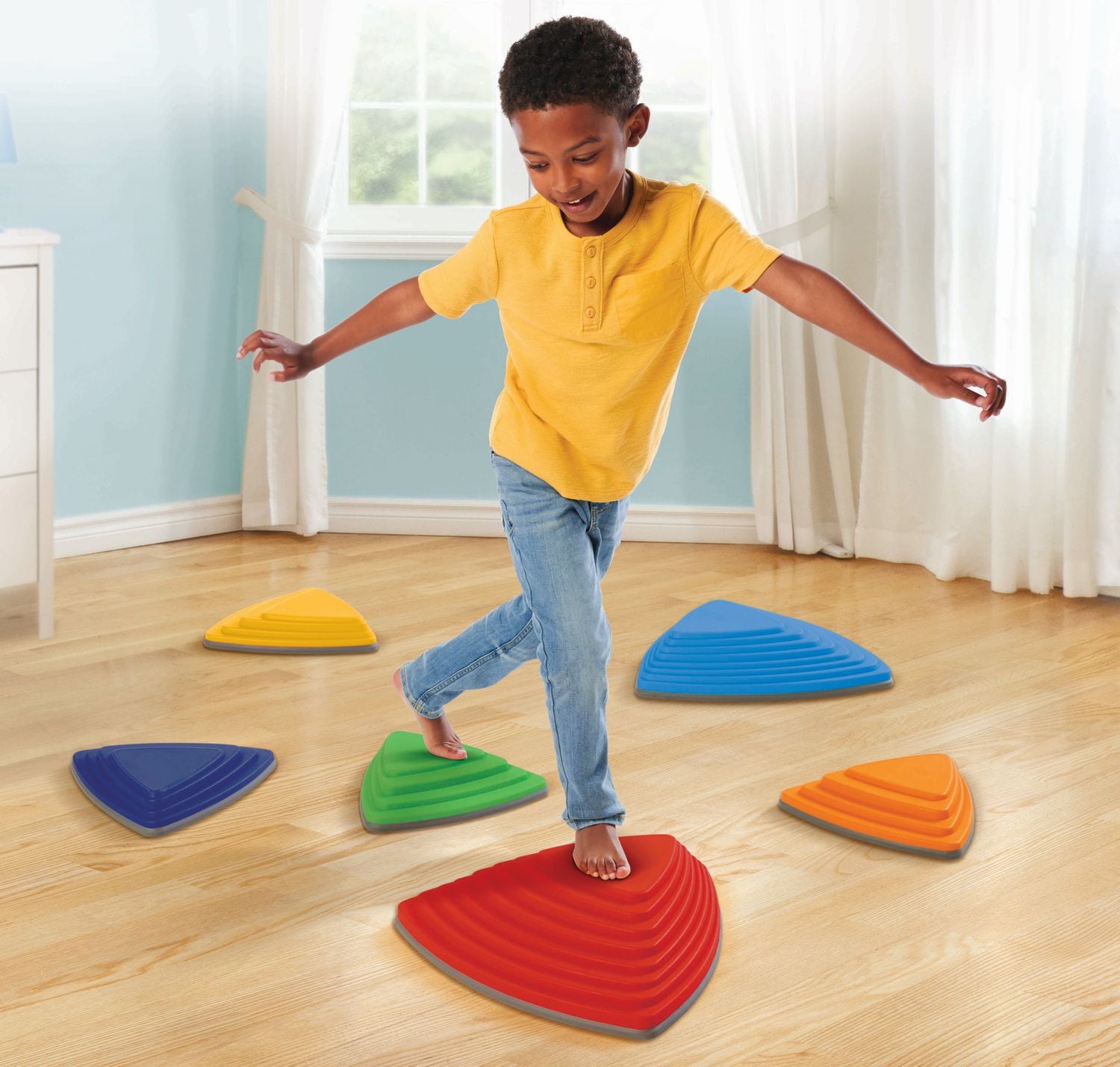 Play Day Stepping Stones for Kids, Non-Slip Balance Stones, 6 Pieces, Stepping Stones