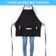 thumbnail image 2 of Jubatus 2 unidades 3 bolsillos 100% algodón ajustable babero delantal chef cocina delantales para mujeres hombres negro, 2 of 5