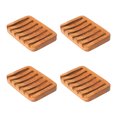 thumbnail image 1 of Slanted Waterfall Teak Wood Soap Dish 4-Pack, 1 of 5