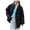 Noir, variante sur Veste en Denim pour Femmes, Veste en Velours d'Agneau Mode pour Femmes, Veste Rembourrée à Col Montant Court Grand pour l'Hiver