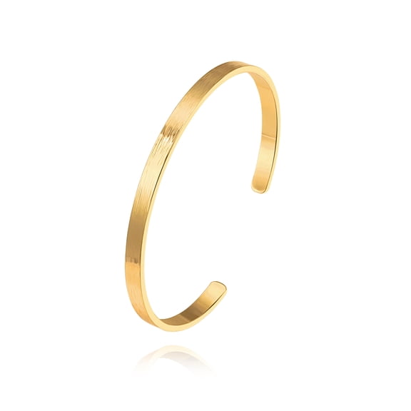 CANEVINKA Gold Thin Cuff Bracelet 18K Gold Plated Brushed Finish Open Bangle Jewelry Gift for Women