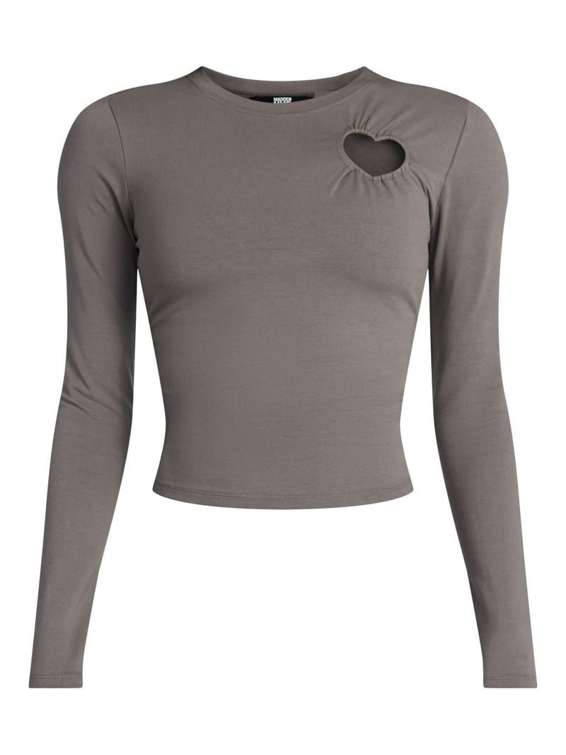Madden NYC Women's Heart Top with Long Sleeves, Sizes XXS-XXL