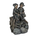 thumbnail image 3 of LuxenHome Résine Bronze Enfants et Chien Éclairé Fontaine Extérieure, 3 of 8