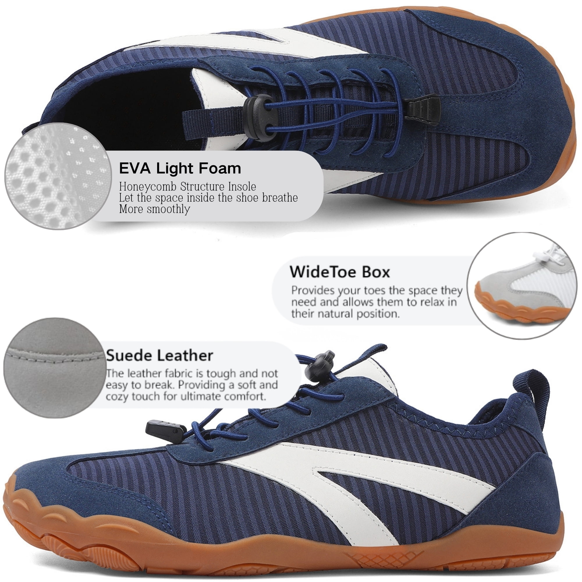 BERANMEY Barefoot Water Shoes for Women Mens Wide Toe Box Quick-Dry Breathable Mesh Zero Drop Trail Running Hiking Walking Shoes for Outdoor