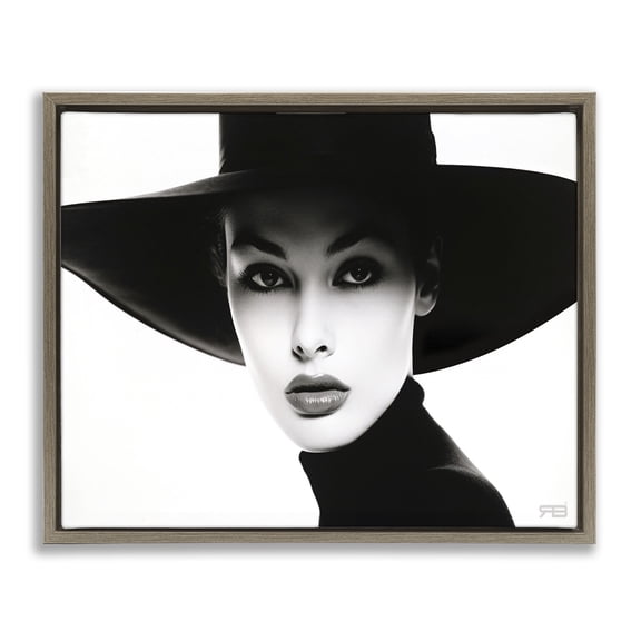 Stupell Industries Art Deco Female Fashion Portrait Brown Floating Frame Canvas Art, 21 x 17, by RB