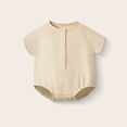 thumbnail image 2 of Rvasteizo Girls Romper Solid Short Sleeve Double Gauze Cotton for Infant 3 Months-2 Years Summer Daily Outfit, 2 of 4