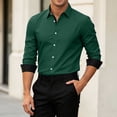 thumbnail image 4 of IYTR Men Long Sleeve Button Up Dress Shirts Contrast Cuff Lapel Solid Color Slim Fit Office Casual Top (Green,XXL), 4 of 8