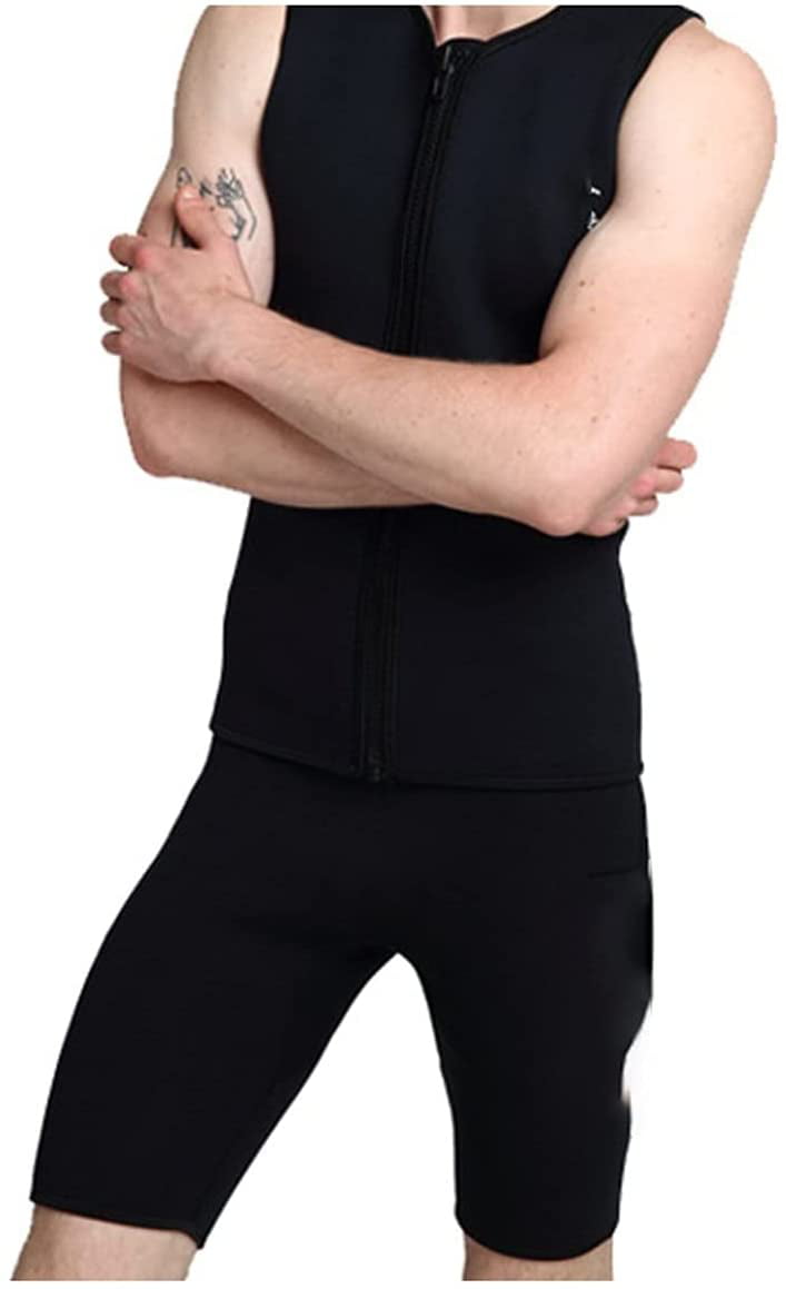 Men's 3mm Neoprene Zipper Front Warm Sleeveless Swimming Diving Top Vest Pants 