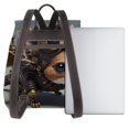 thumbnail image 3 of Gaeub Steampunk Squirrel Pilot Print Women's Leather Backpack,Travel Laptop Backpack,Fashion Ladies Leather Backpack Bag for Travel,Leather Drawstring Daypack for Me, 3 of 4