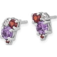 thumbnail image 2 of Sterling Silver Rhodium-Pl Amethyst Garnet And White Topaz Post Earrings (Width 6.8) (Length 11) - Jbsp, 2 of 5