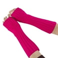 thumbnail image 2 of Gants Roses Mitaines Mode Femmes Manches Tricotées Sans Doigts Gants d'Hiver Doux Chauds Mitaines, 2 of 5