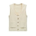 thumbnail image 4 of Sleeveless Women Casual Knit Button Cardigan Vest With Pocket, 4 of 4