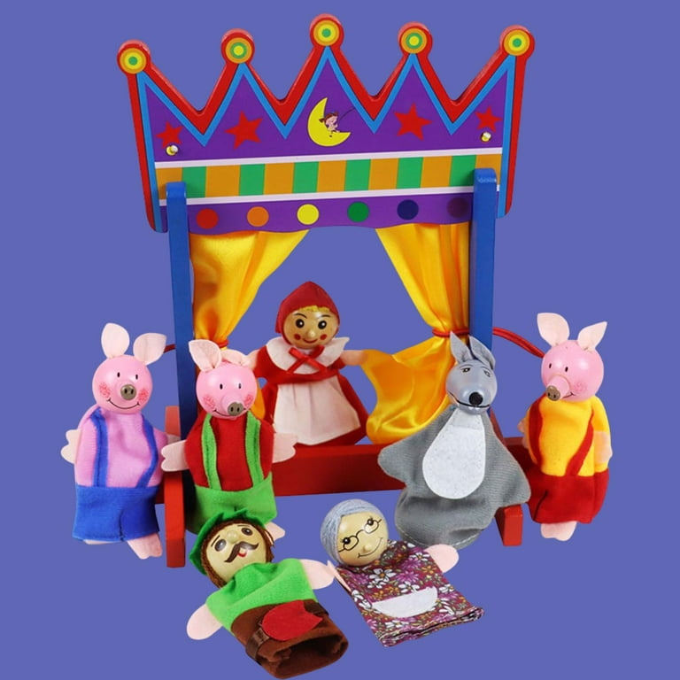 Mini Puppet Stand Set Entertainment Toys Decorations Wooden Plush