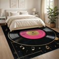 thumbnail image 3 of ODIKA 8'x10' Washable Area Rug Record Vinyl Vintage Disc Music Note Groove Cd Shaped Round Shape for Dining Room, Large Office, Lounge, Non-Slip Chair-Friendly Mat, 3 of 7