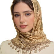 Aellinatey Traditional Tassels Lace Head Scarf Women Headwrap Catholic Chapel Bridal Veils