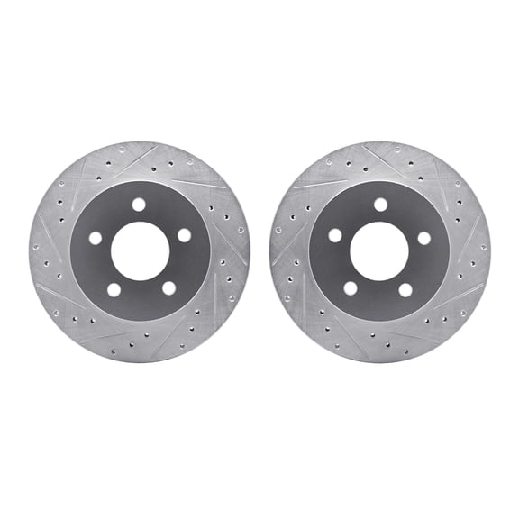 Dynamic Friction Company Rear Brake Rotors-Drilled and Slotted-Silver 7002-54236