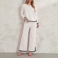 thumbnail image 5 of KelaJuan Women 2 Piece Knitted Outfits Contrast Color Loose Sweater and Elastic Pants Set Streetwear Aesthetic Clothes, 5 of 5