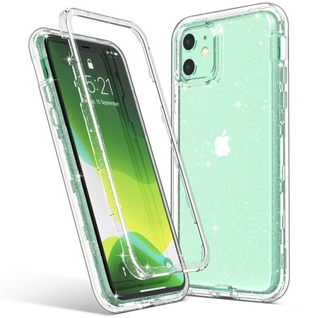 ULAK iPhone 11 Case, Heavy Duty Shockproof Rugged Protection TPU Bumper Phone Case for Apple iPhone 11 6.1 inch, Clear Glitter