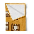 thumbnail image 2 of TV Show Soft Flannel Fleece Throw Blanket, Retro Electronic Media Megaphone Radio Telephone Cassette, Cozy Plush for Indoor and Outdoor Use, 50" x 70", Apricot Chocolate, by Ambesonne, 2 of 5