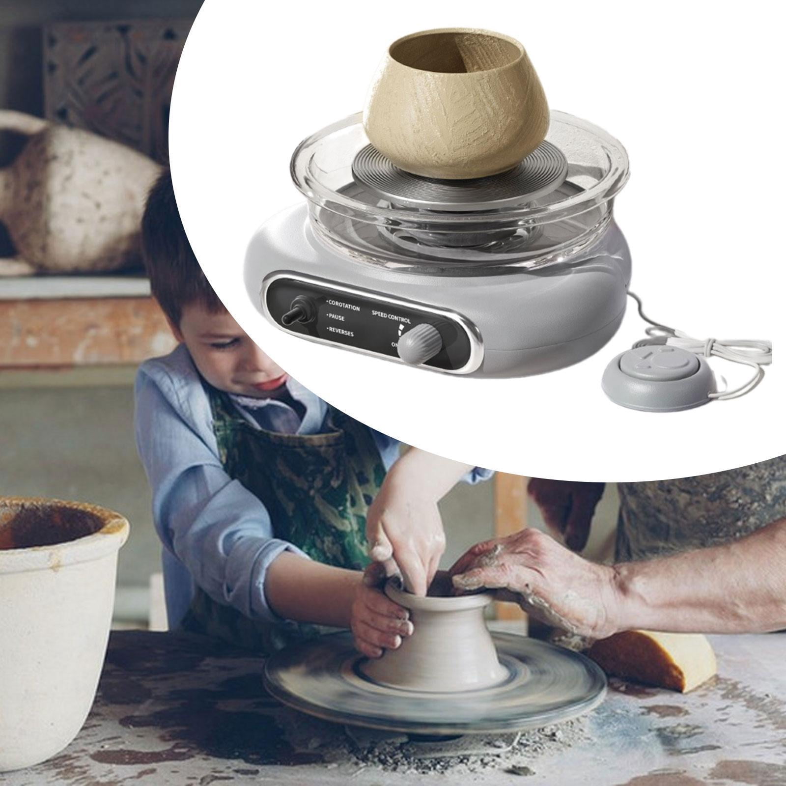 balikha Mini Pottery Wheel Kit with 8Pcs Sculpting Tools Compact Electric Clay Wheel for Children Adults Beginners DIY Craft Supplies Gray