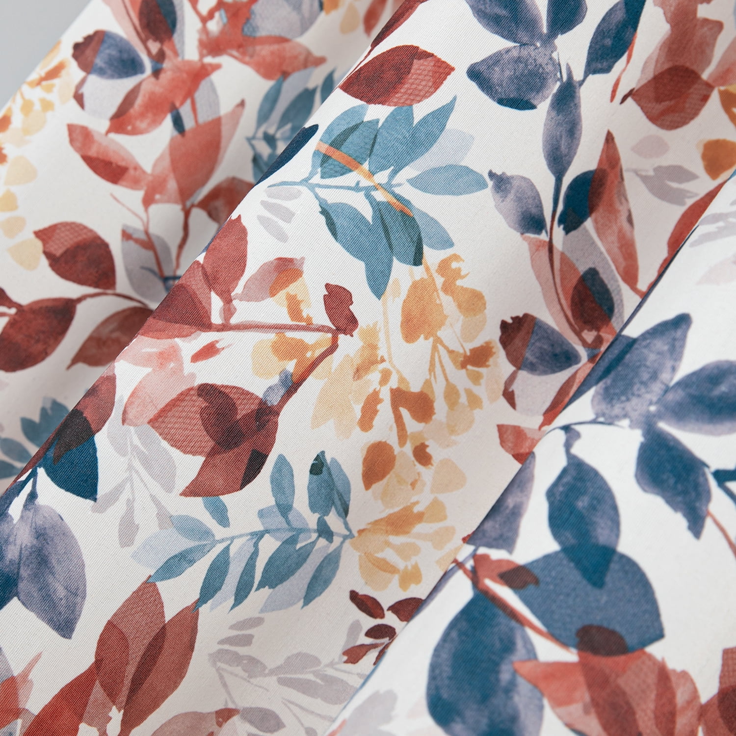 VOGOL Multi Color Leaves Print Bedroom Curtains, Farmhouse Print Room Darkening Grommet Decor Drapery for Living Room, 2 Panels, 52 x 63