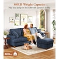 thumbnail image 5 of Welzona 87" Corduroy Sofa, Modern 3-Seater Couch with 2 Throw Pillows, Tool-Free Assembly, Blue, 5 of 10