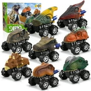 Beefunni Dinosaur Toy Pull Back Cars, 8 Pack Dinosaur Car Toys Dinosaur Games with T-Rex Gift for 3-5 Year Old Boys and Toddlers