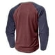 thumbnail image 4 of Blusas y camisas de manga larga con cuello redondo para hombre, informales, de manga larga, cuello redondo, medio botón, a cuadros, con bolsillos y bloques de color, blusas de poliéster para hombre, 4 of 5