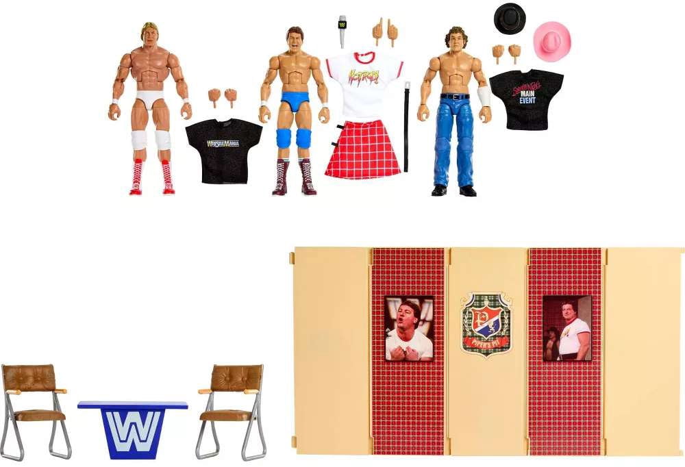 WWE Wrestling Piper's Pit Mr. Wonderful Paul Orndorff, Rowdy Roddy Piper & Cowboy Bob Orton Action Figure 3-Pack