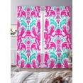 thumbnail image 2 of Pink Teal Abstract Sheer Curtains 84 Inch Length 2 Panels Set, Ethnic Modern Geometric Aesthetics Voile Window Treatment Rod Pocket Curtains Sheers Drapes for Bedroom/Living Room/Kitchen 52"x84"x2, 2 of 7