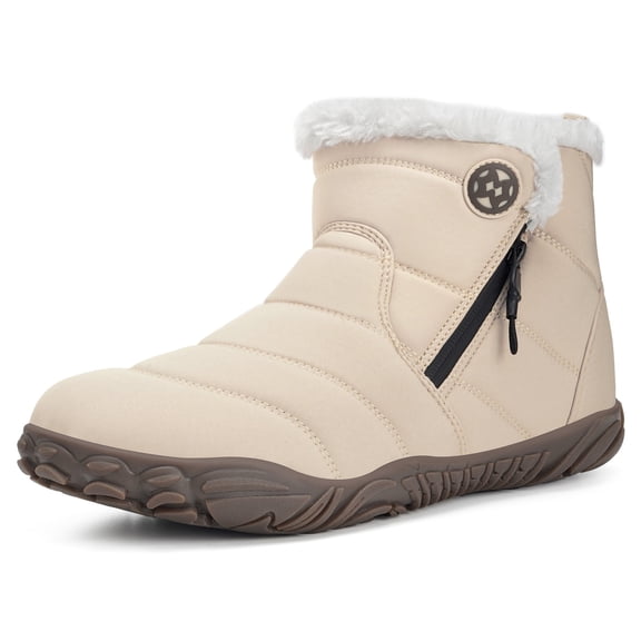 Womens Mens Barefoot Boots Shoes Winter Snow Boots Warm Ankle Booties Zero Drop Sole Wide Toe Box Fur Lined Outdoor Sneakers,42