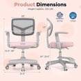 thumbnail image 3 of WANGDI Kids Desk Chair, Student Ergonomic Computer Chair with Wheels, Footrest, Adjustable Height, Flip-up Armrests & Soft Removable Cushion, Swivel Rolling Kids Office Chair for 3-15 (Pink), 3 of 18