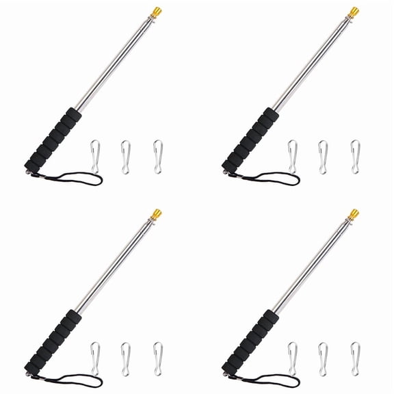 4pcs 9.8Ft Telescopic Flag Pole,Stainless Steel Handheld Portable Extendable Retractable Flagpole with Anti-Slip Grip