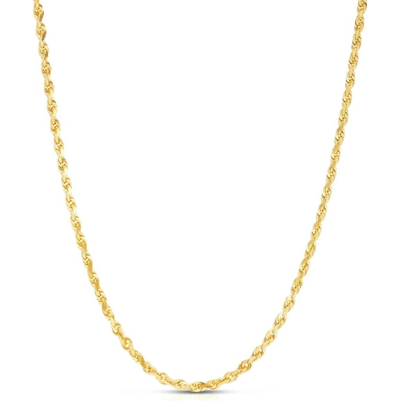 Floreo 10k Yellow Gold 4mm Solid Rope Chain Diamond Cut Necklace